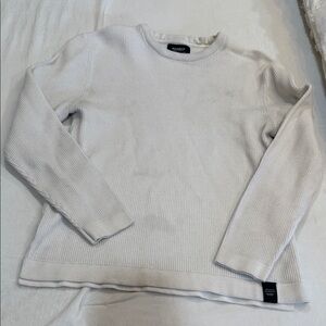Pull&Bear Off-White Ribbed Knit Sweater